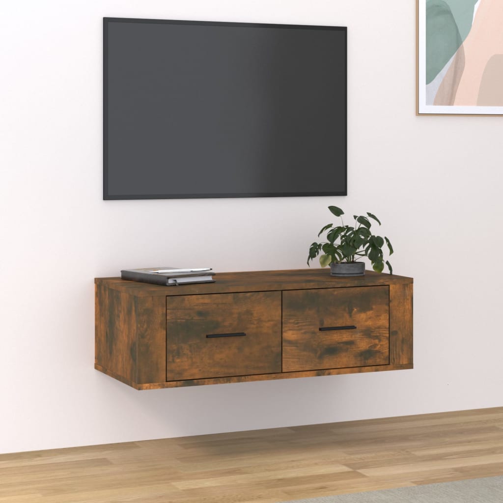vidaXL Mueble de TV colgante madera roble ahumado 80x36x25 cm