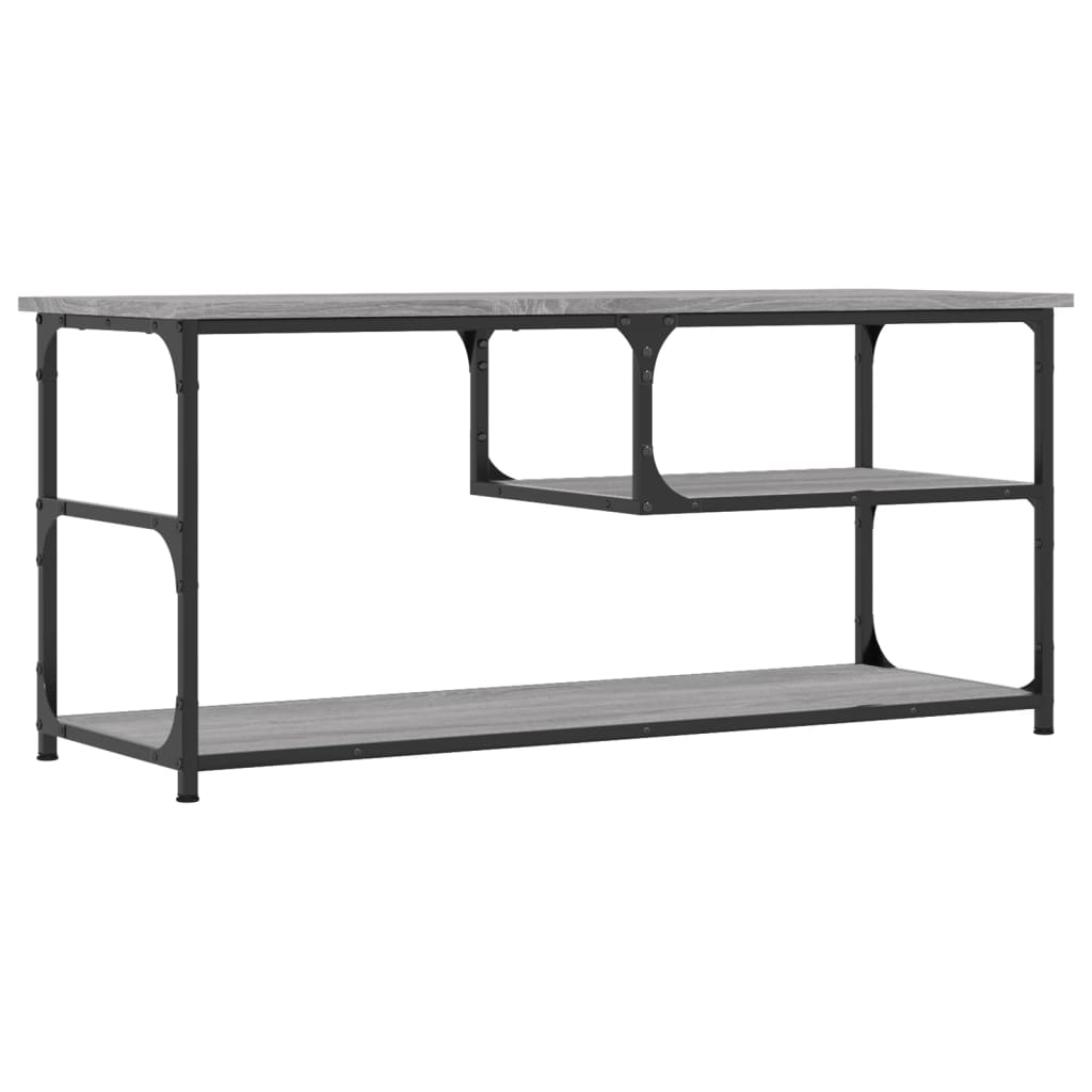 vidaXL Mueble de TV contrachapada y acero gris Sonoma 103x38x46,5 cm - Image 6