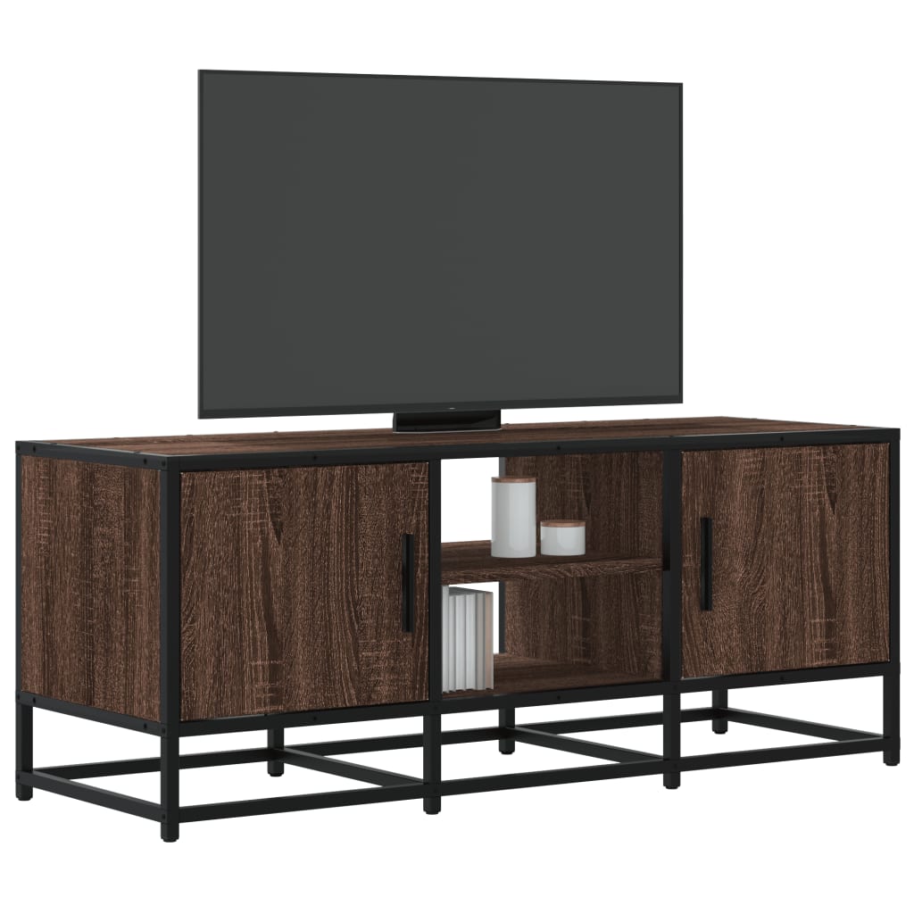 vidaXL Mueble TV metal y madera ingeniería marrón roble 100x35x41 cm