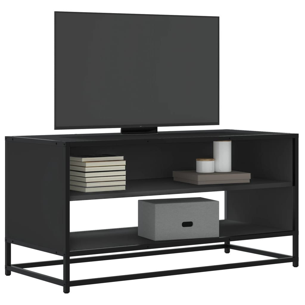 vidaXL Mueble de TV madera de ingeniería y metal negro 91x40x46 cm