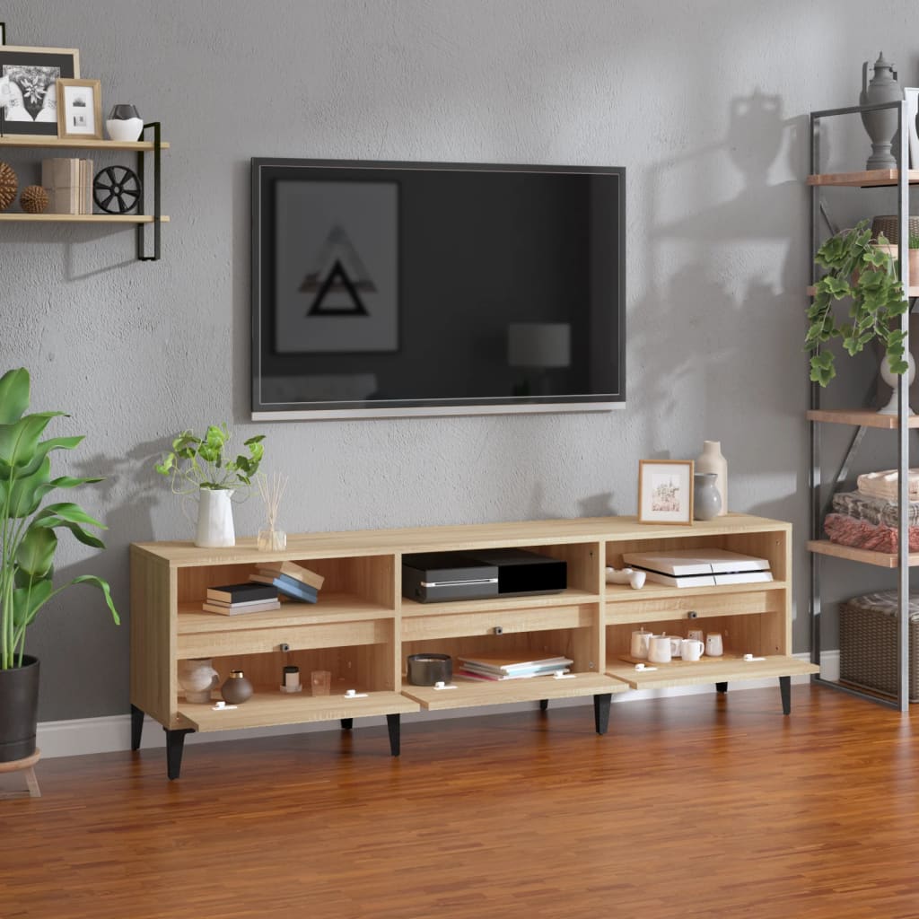 vidaXL Mueble de TV madera contrachapada roble Sonoma 150x30x44,5 cm - Image 3