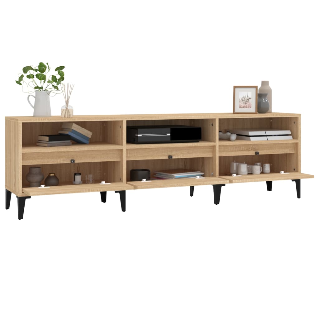 vidaXL Mueble de TV madera contrachapada roble Sonoma 150x30x44,5 cm - Image 5