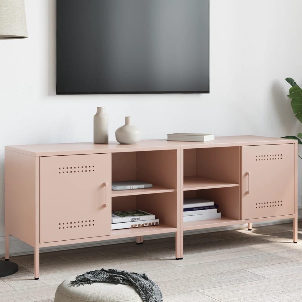 vidaXL Muebles de TV 2 piezas acero rosa 68x39x50,5 cm