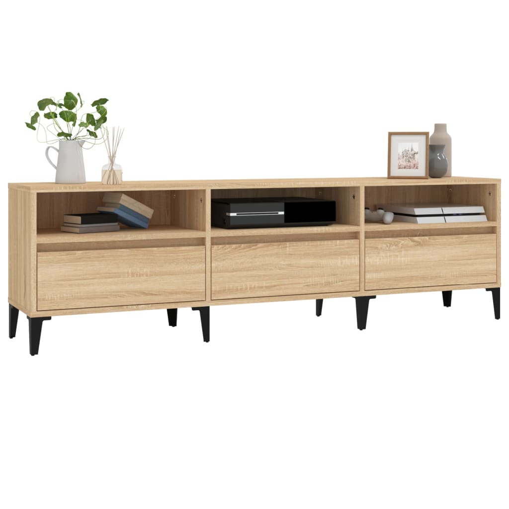 vidaXL Mueble de TV madera contrachapada roble Sonoma 150x30x44,5 cm - Image 4