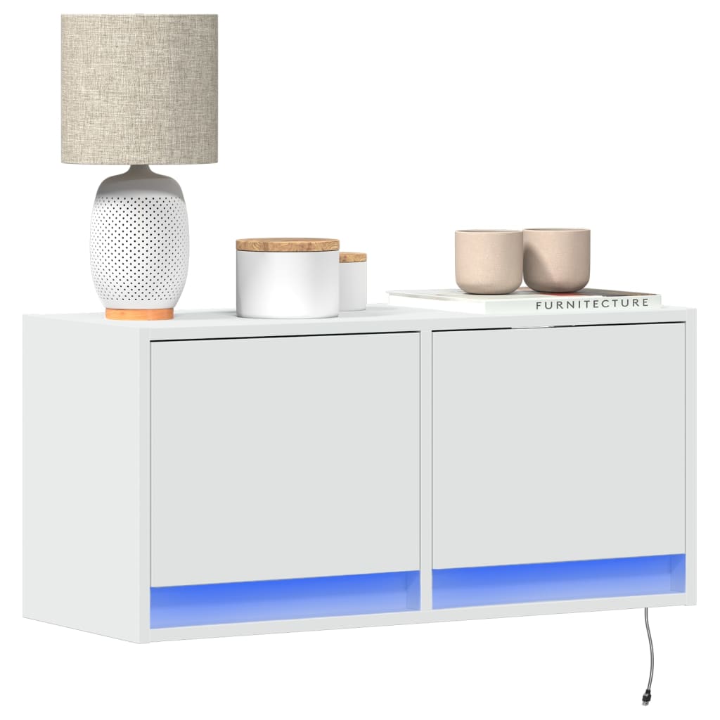 vidaXL Mueble de TV de pared con luces LED blanco 80x31x35 cm