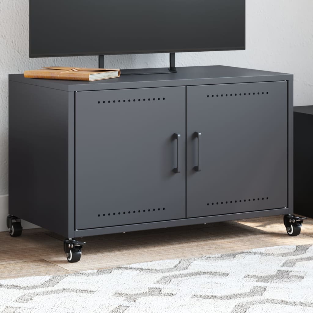 vidaXL Mueble para TV acero laminado en frío antracita 68x39x43,5 cm