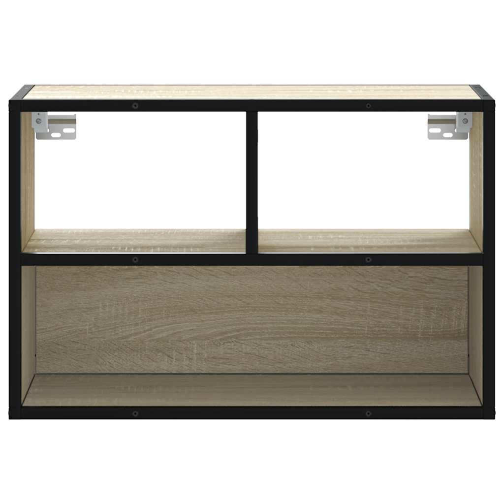 vidaXL Mueble TV madera ingeniería y metal roble Sonoma 60x31x39,5 cm - Image 4