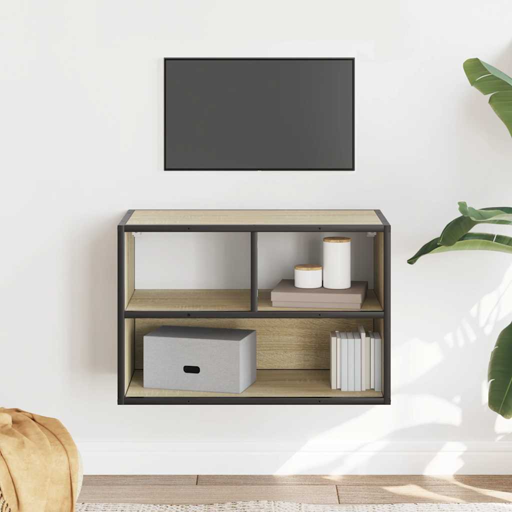vidaXL Mueble TV madera ingeniería y metal roble Sonoma 60x31x39,5 cm - Image 3