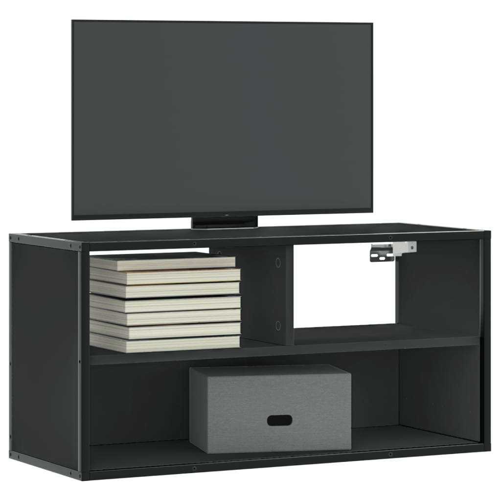 vidaXL Mueble de TV metal y madera de ingeniería negro 80x31x39,5 cm