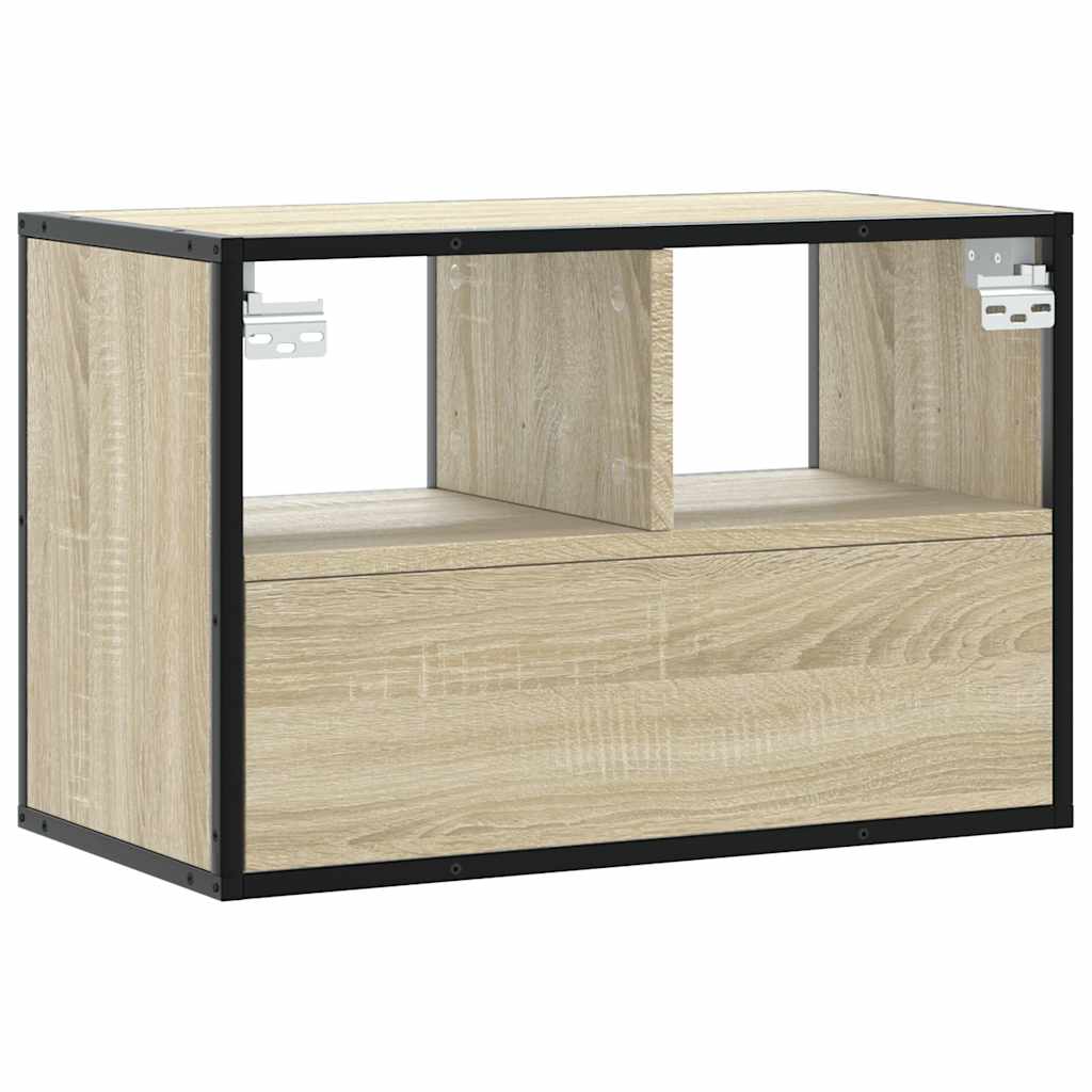vidaXL Mueble TV madera ingeniería y metal roble Sonoma 60x31x39,5 cm - Image 6