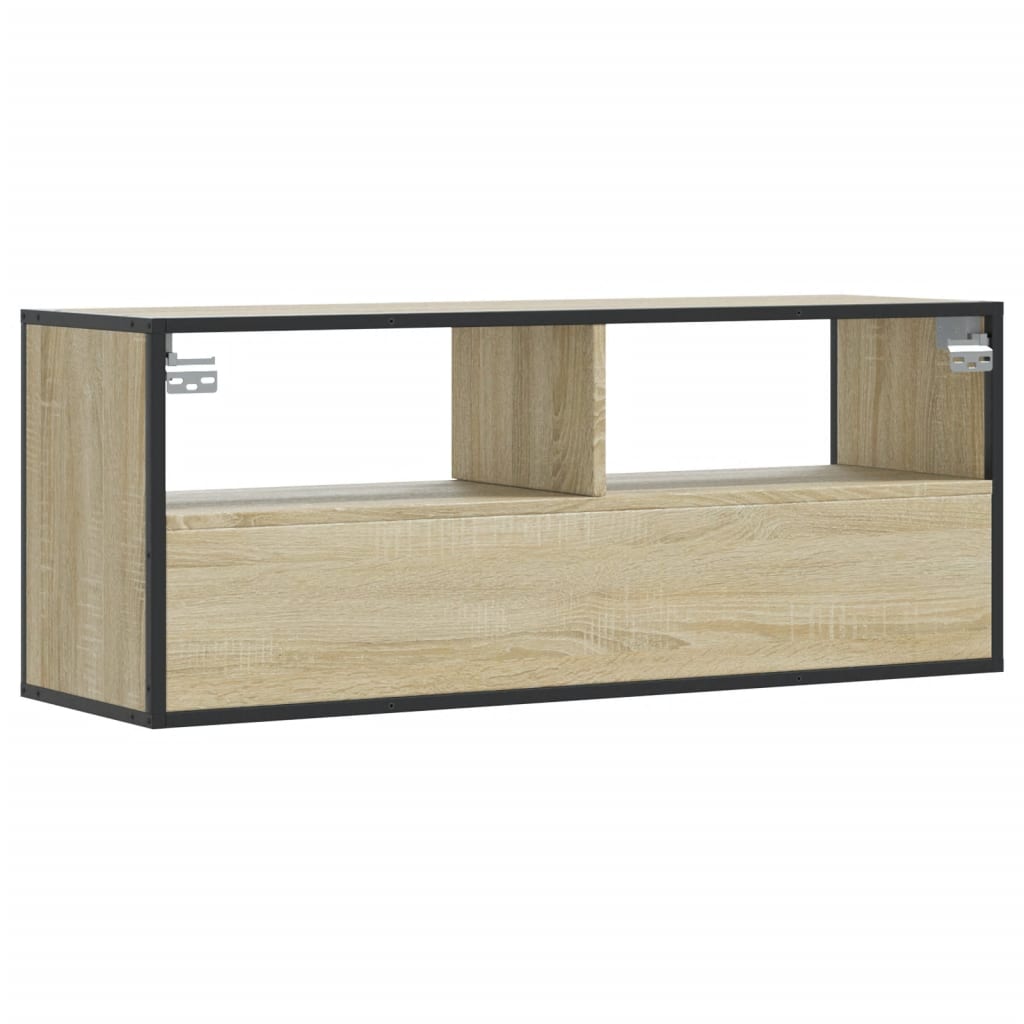 vidaXL Mueble TV madera ingeniería y metal roble Sonoma 100x31x39,5 cm - Image 6