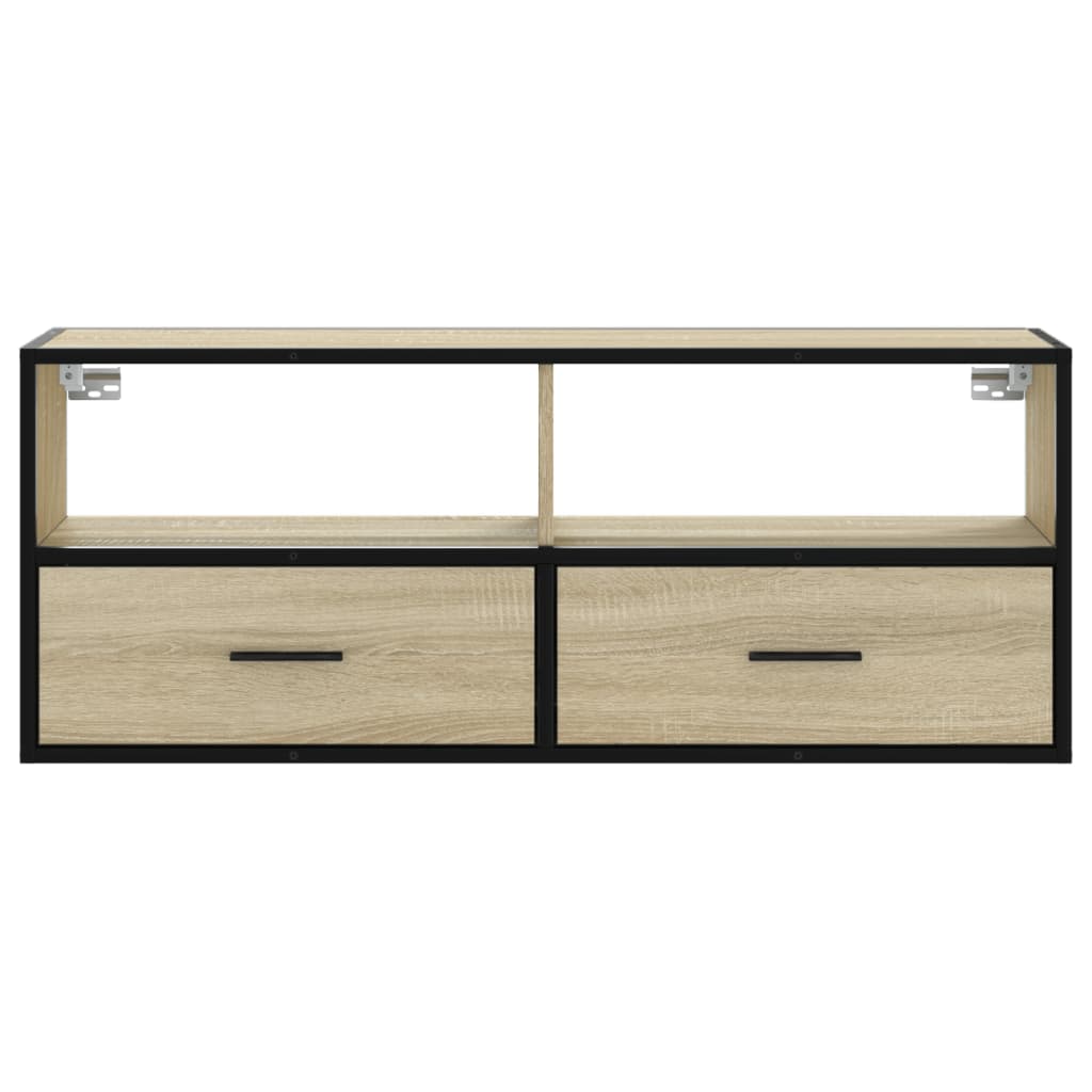 vidaXL Mueble TV madera ingeniería y metal roble Sonoma 100x31x39,5 cm - Image 4