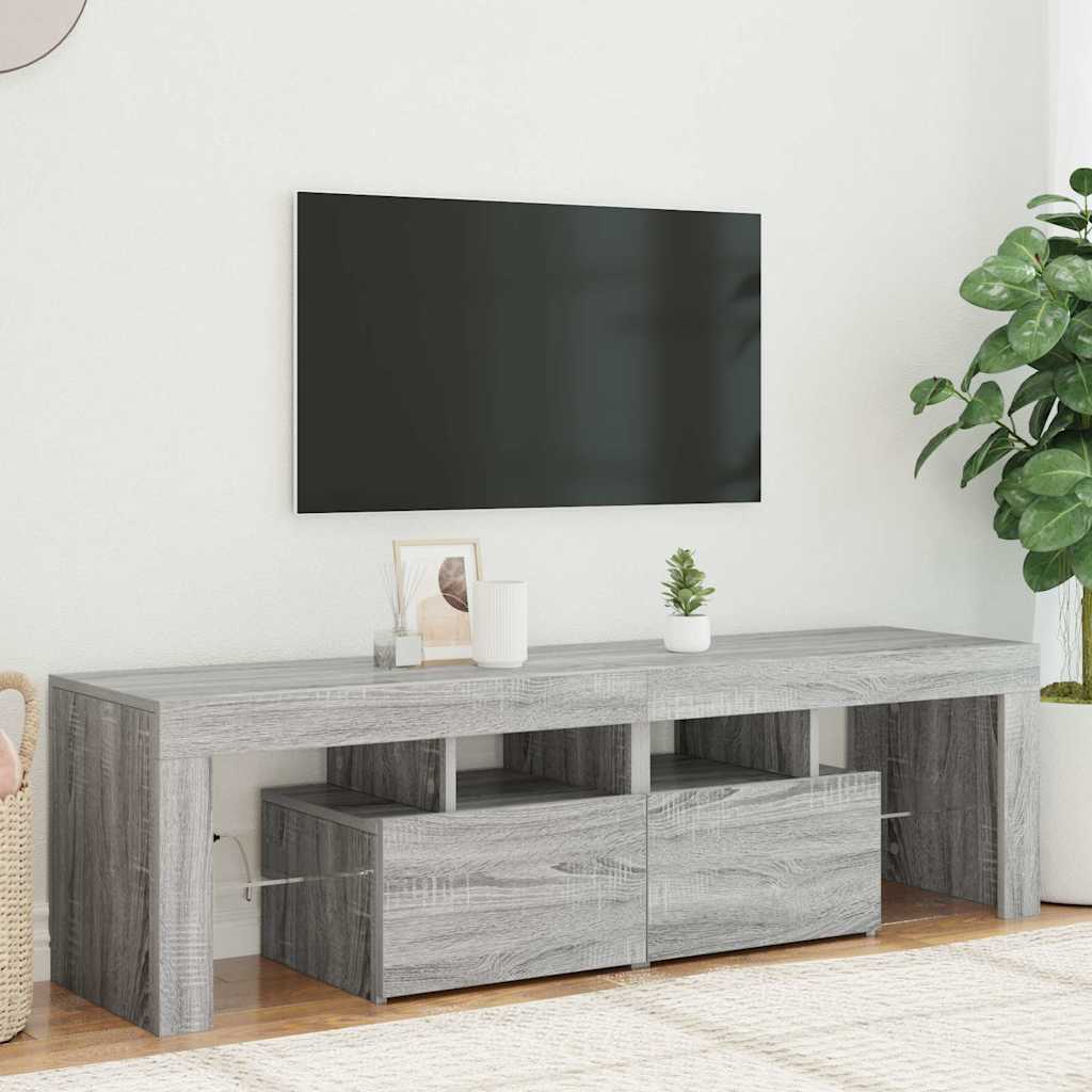 vidaXL Mueble de TV con luces LED gris Sonoma 140x36,5x40 cm
