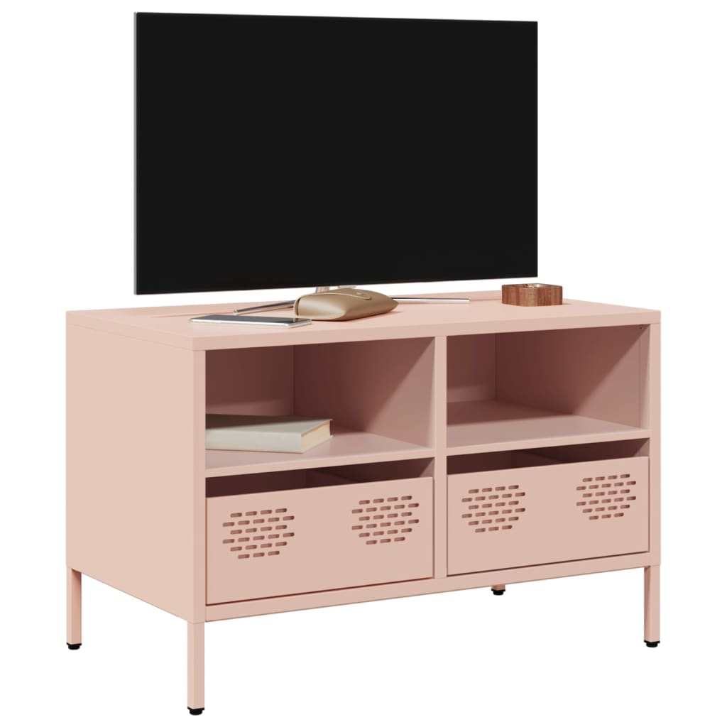 vidaXL Mueble para TV acero laminado en frío rosa 68x39x43,5 cm