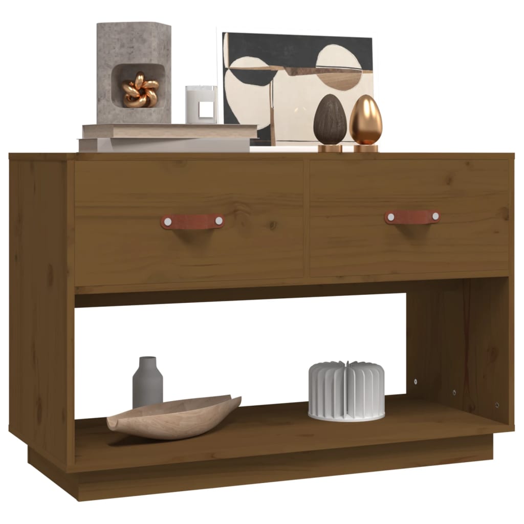 vidaXL Mueble de TV madera maciza de pino marrón miel 90x40x60 cm - Image 4
