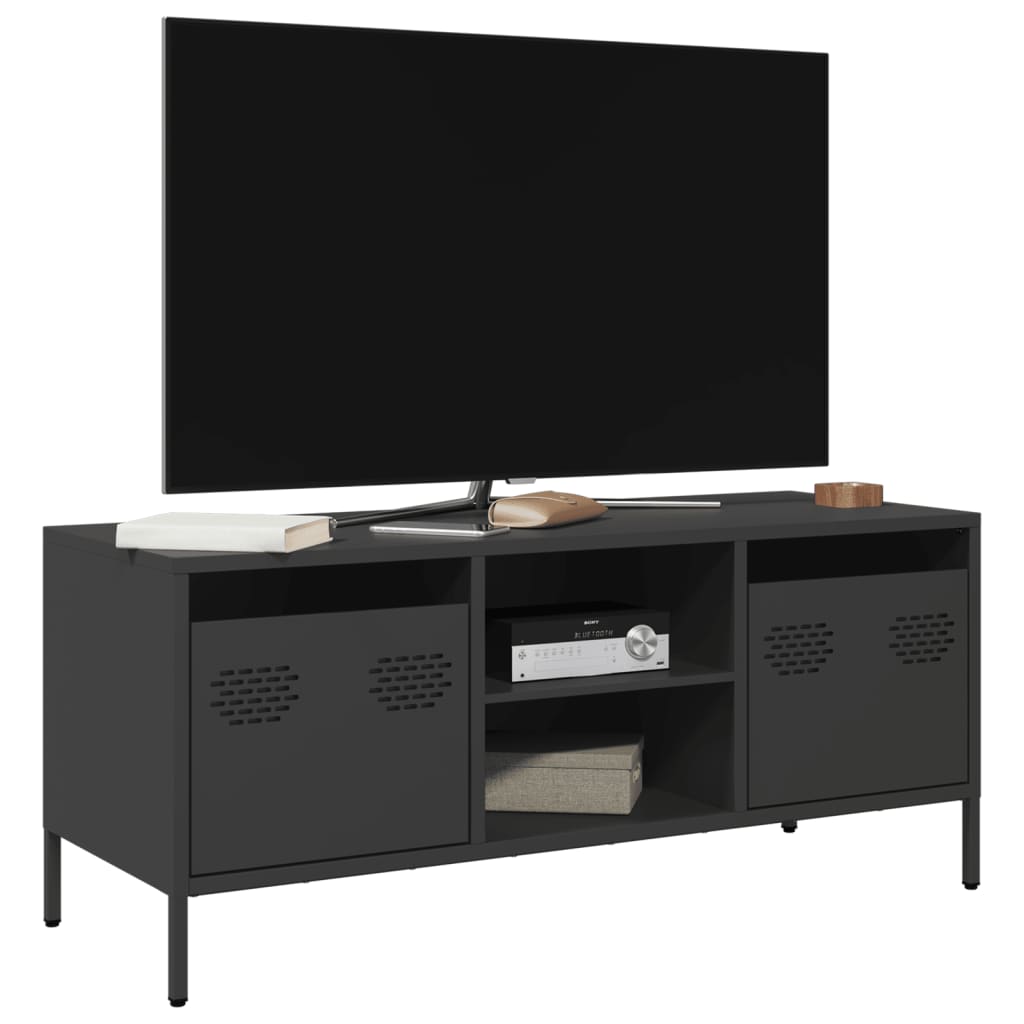 vidaXL Mueble para TV acero laminado en frío negro 101,5x39x43,5 cm