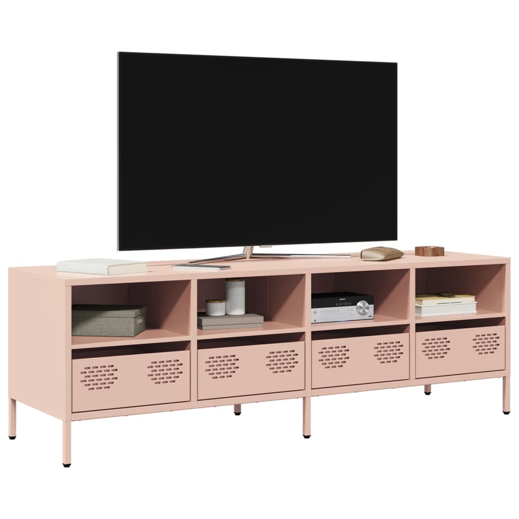 vidaXL Mueble para TV acero laminado en frío rosa 135x39x43,5 cm