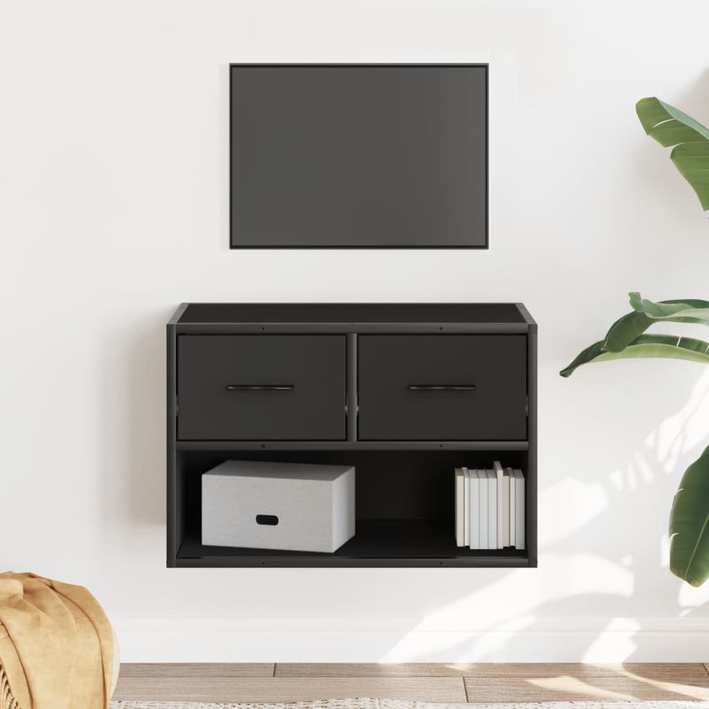 vidaXL Mueble de TV metal y madera de ingeniería negro 60x31x39,5 cm