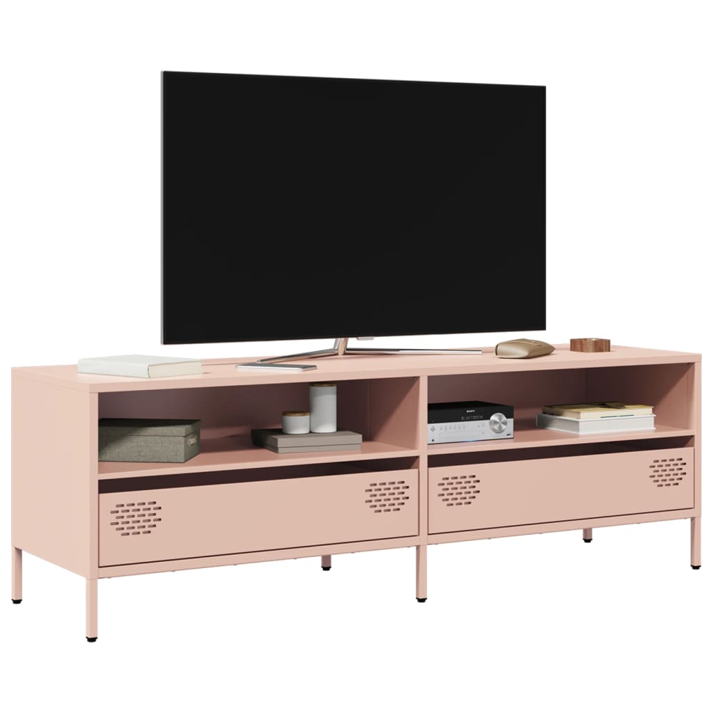 vidaXL Mueble para TV acero laminado en frío rosa 135x39x43,5 cm
