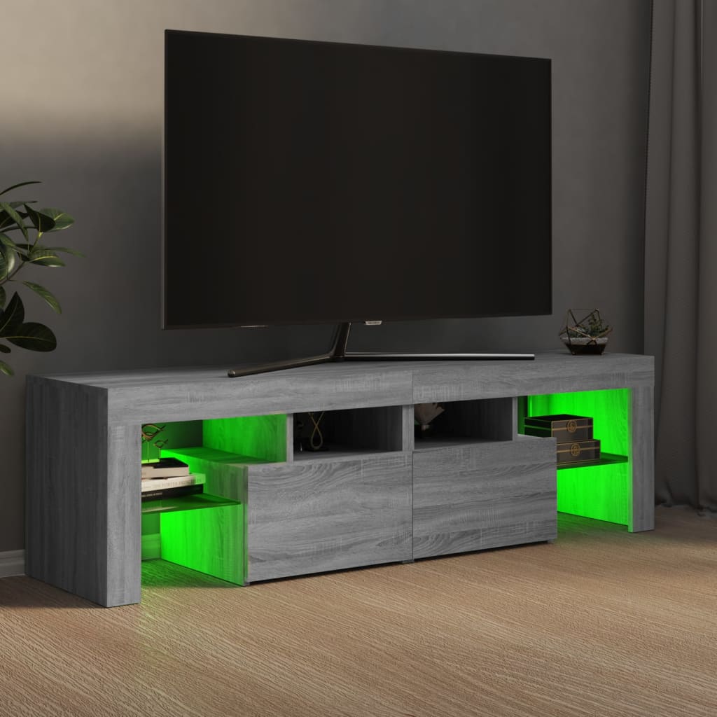 vidaXL Mueble de TV con luces LED gris Sonoma 140x36,5x40 cm - Image 5