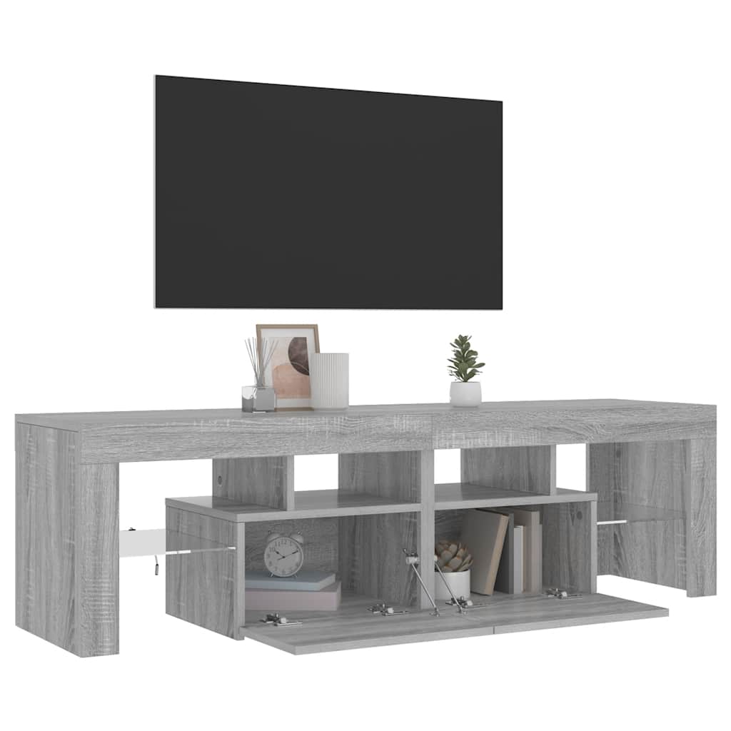 vidaXL Mueble de TV con luces LED gris Sonoma 140x36,5x40 cm - Image 4