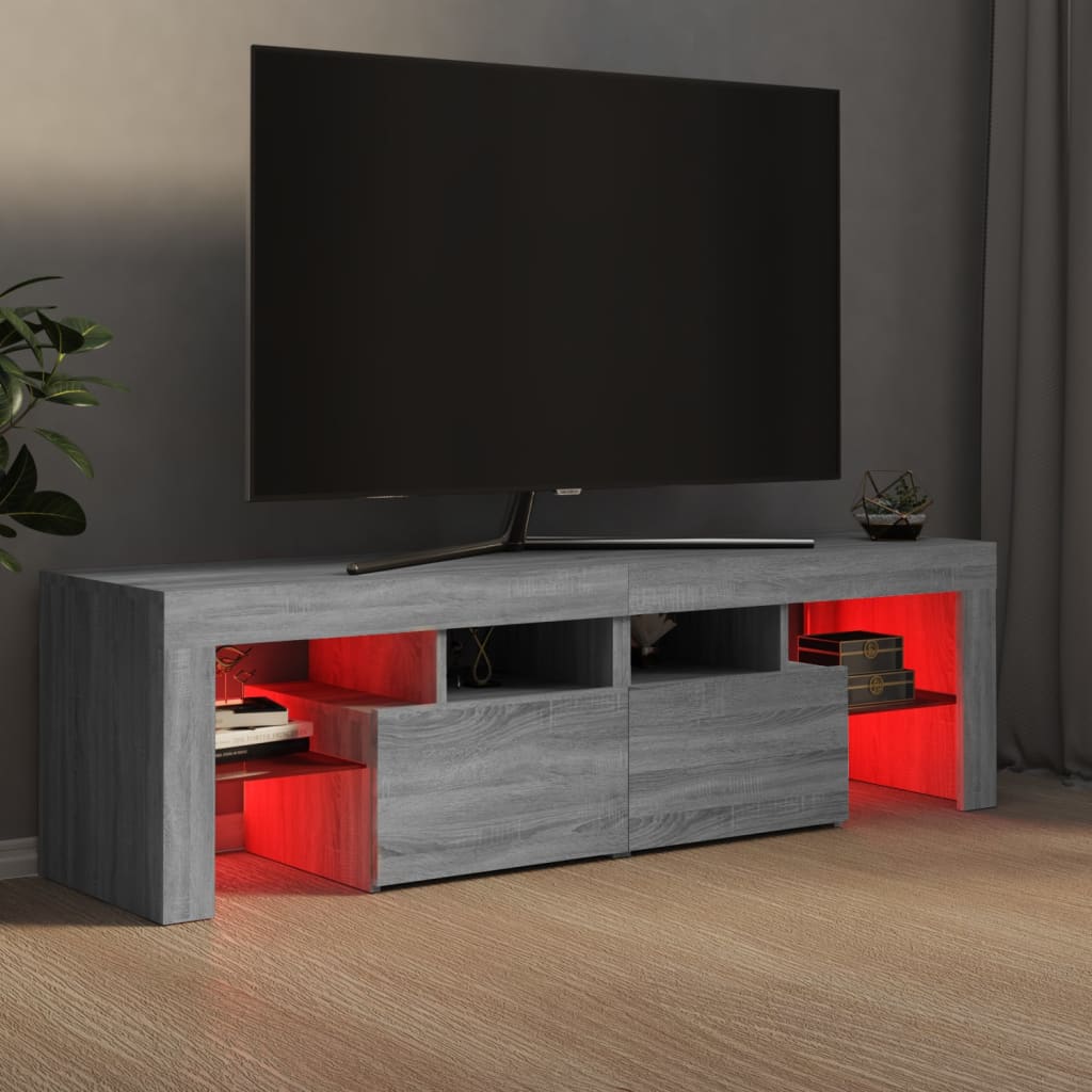 vidaXL Mueble de TV con luces LED gris Sonoma 140x36,5x40 cm - Image 6