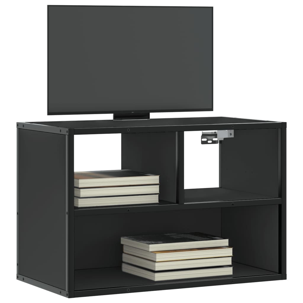 vidaXL Mueble de TV metal y madera de ingeniería negro 60x31x39,5 cm