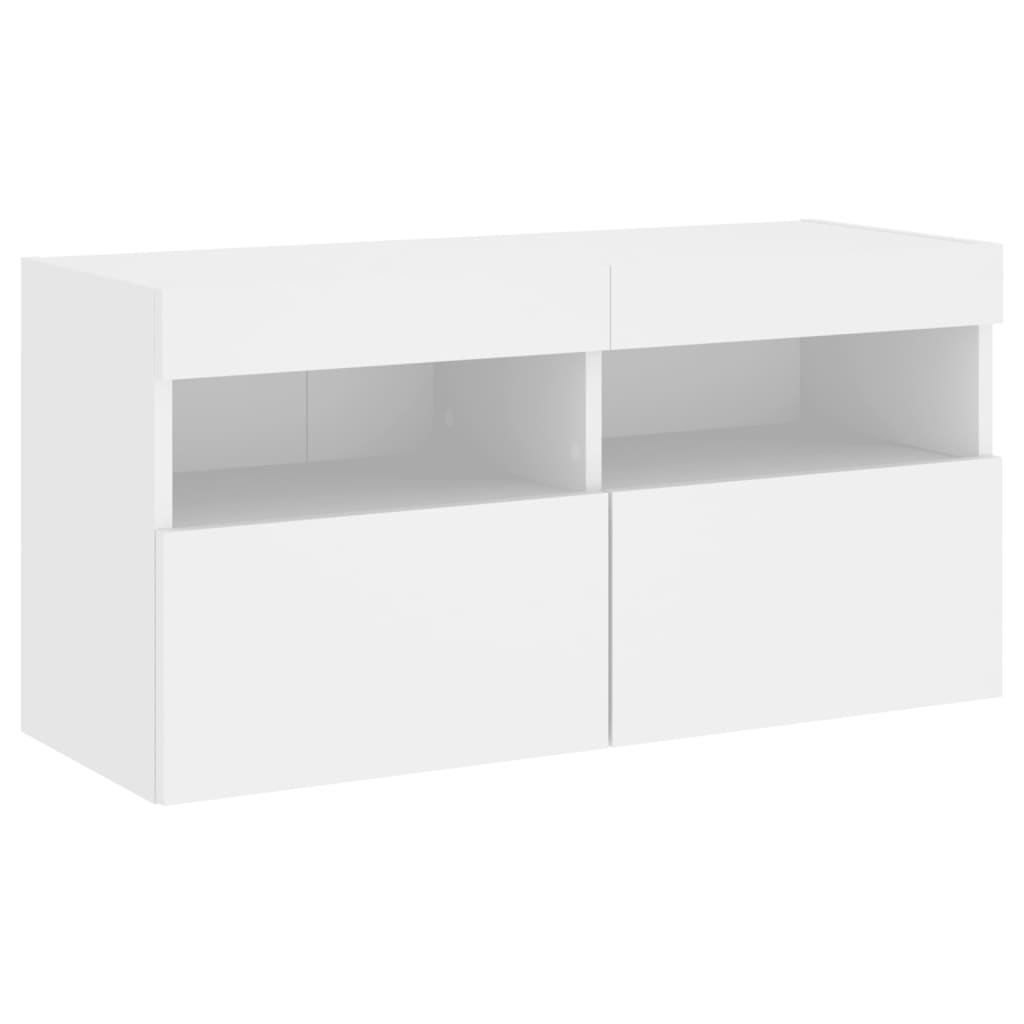 vidaXL Mueble de TV de pared con luces LED blanco 80x30x40 cm - Image 3