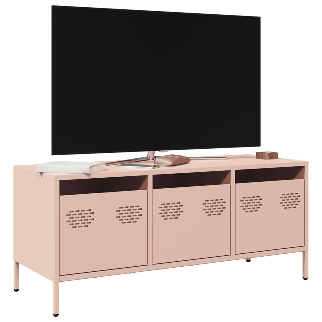 vidaXL Mueble para TV acero laminado en frío rosa 101,5x39x43,5 cm
