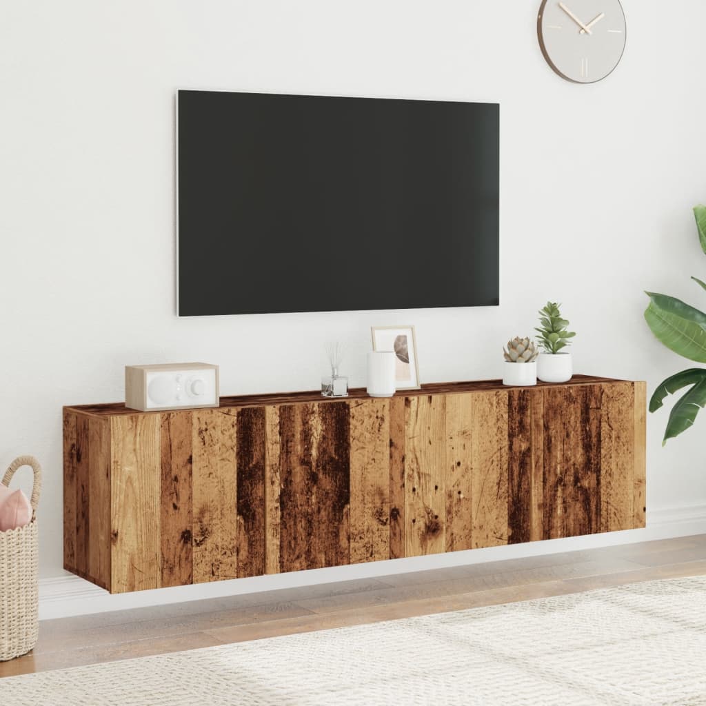 vidaXL Muebles de TV de pared 2 uds madera envejecida 80x30x41 cm