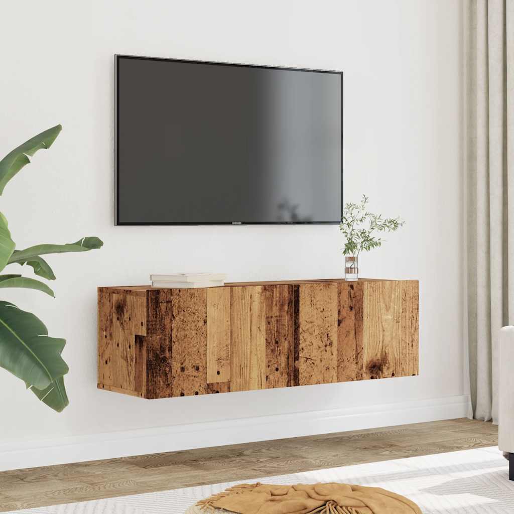 vidaXL Muebles para TV de pared 2 uds madera envejecida 100x30x30 cm