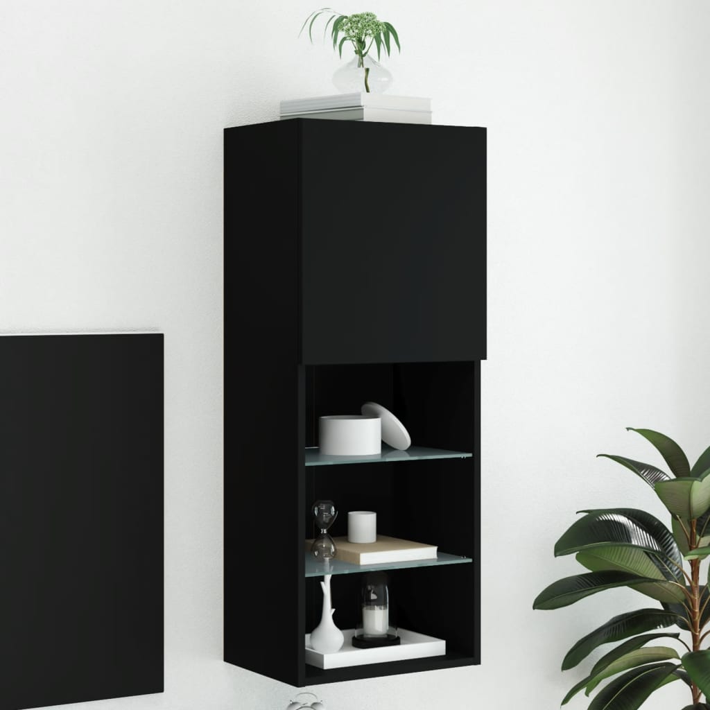 vidaXL Mueble para TV con luces LED negro 40,5x30x102 cm