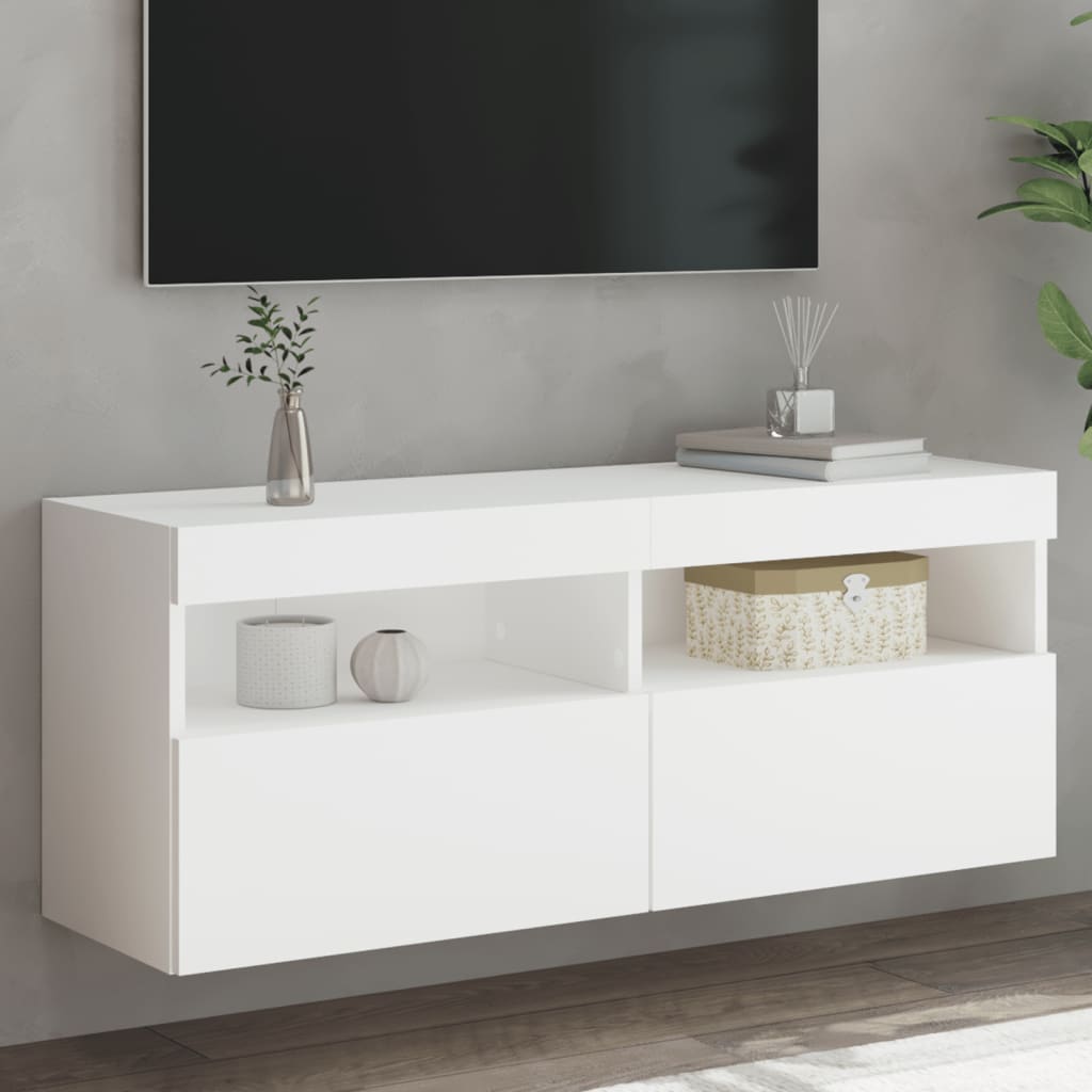 vidaXL Mueble de TV de pared con luces LED blanco 100x30x40 cm