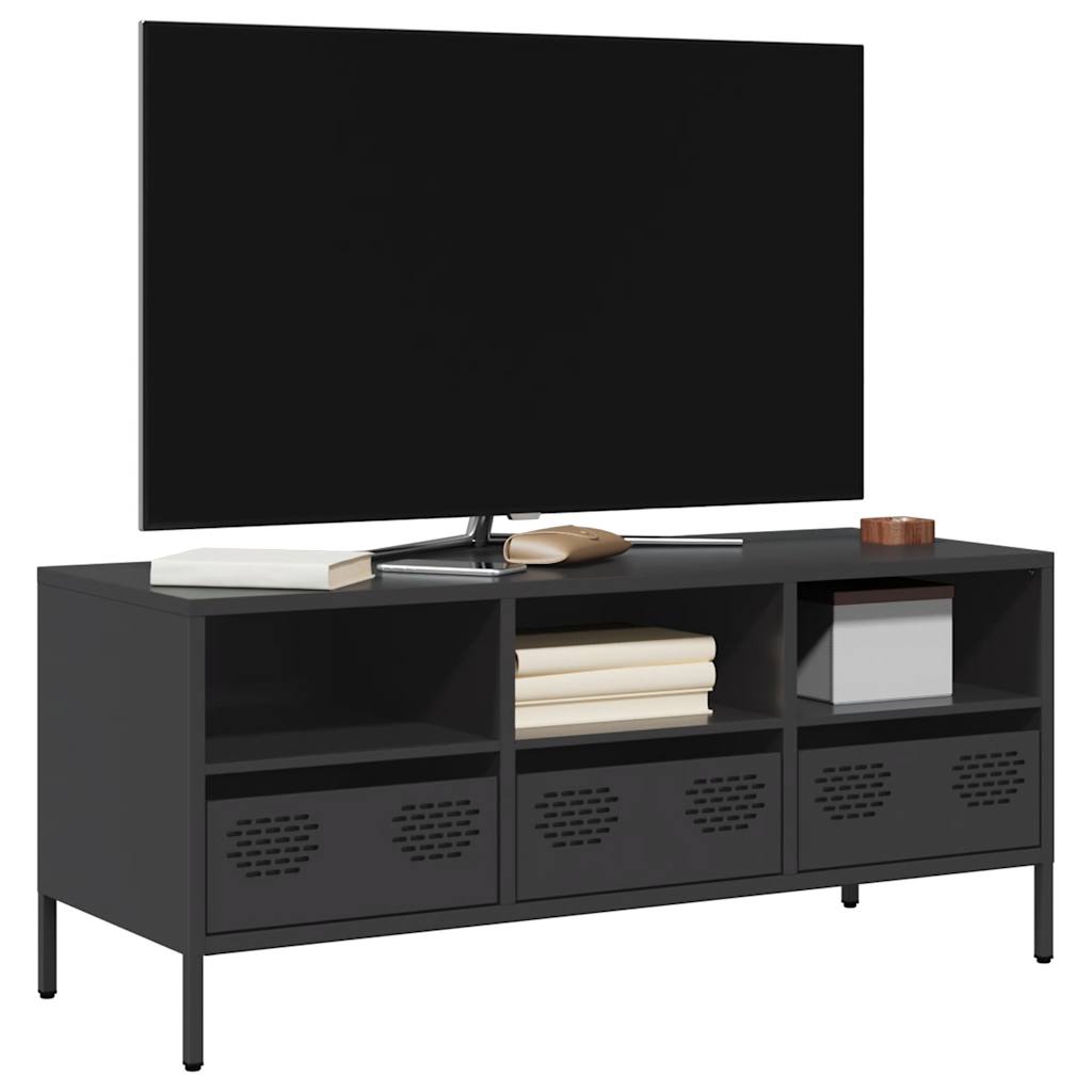 vidaXL Mueble para TV acero laminado en frío negro 101,5x39x43,5 cm