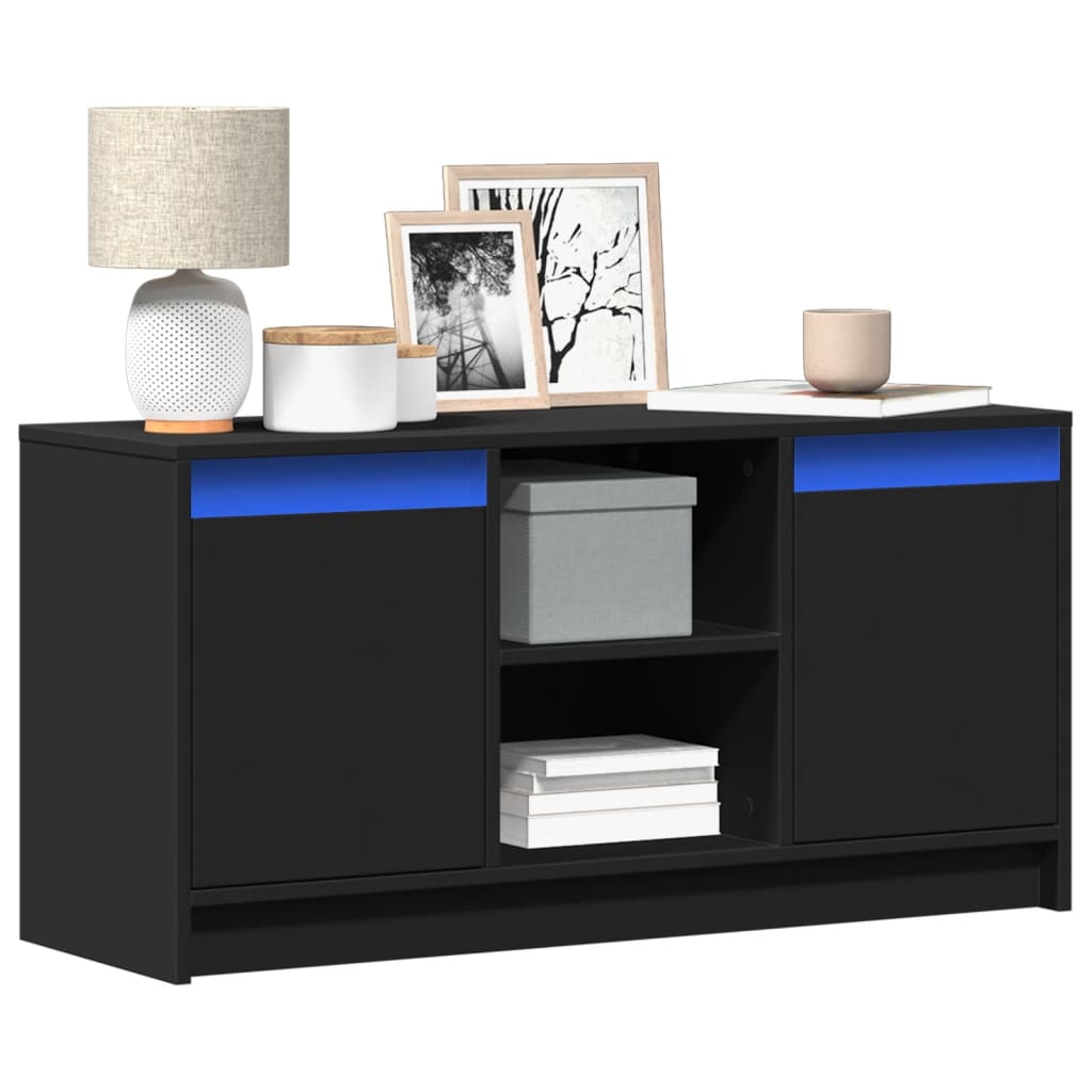 vidaXL Mueble de TV con LED madera de ingeniería negro 100x34x50 cm