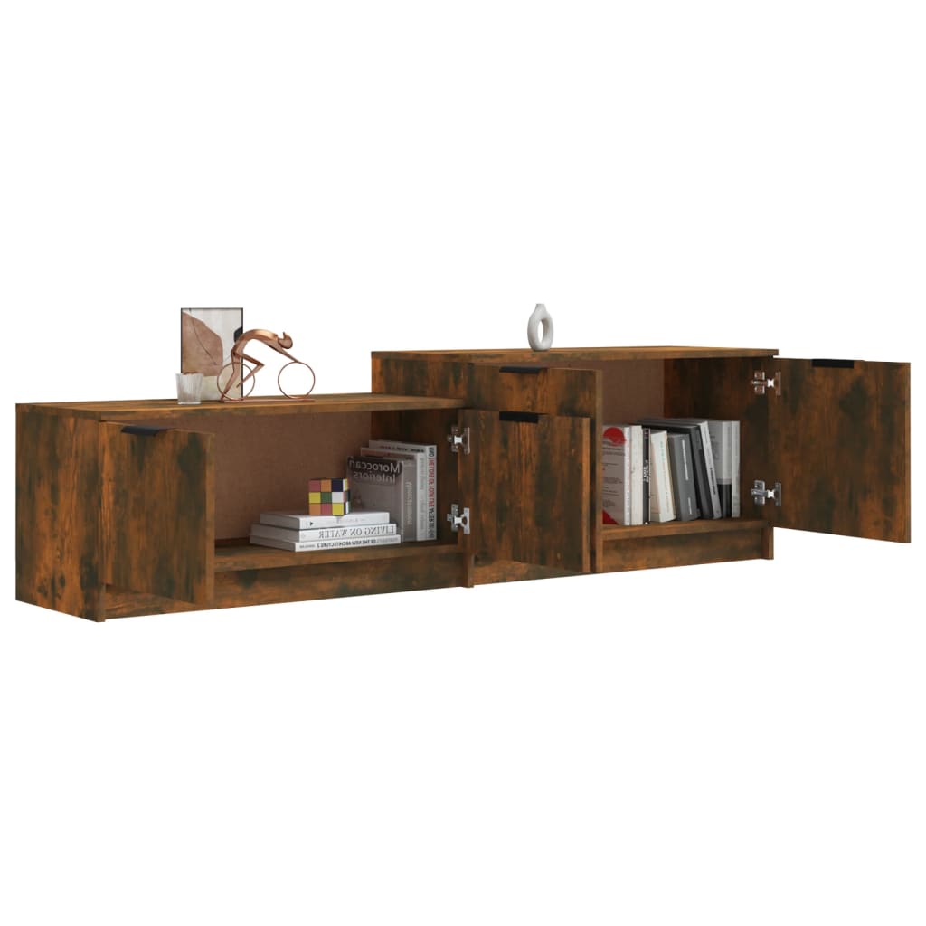 vidaXL Mueble para TV madera contrachapada roble ahumado 158,5x36x45cm - Image 4