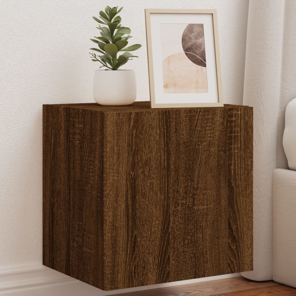 vidaXL Mueble de TV de pared con luces LED marrón roble 40,5x35x40 cm