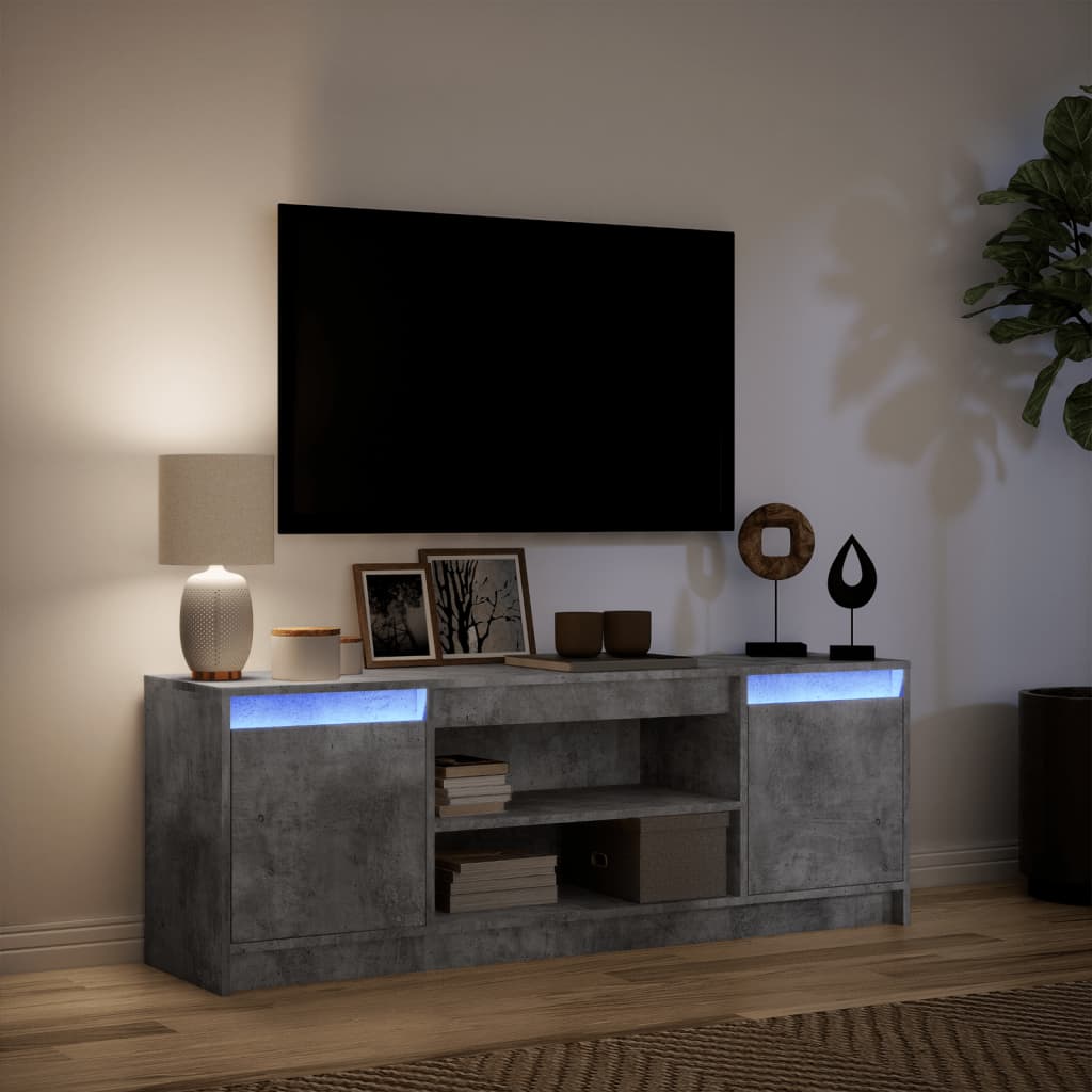 vidaXL Mueble de TV LED madera ingeniería gris hormigón 139,5x34x50 cm - Image 5