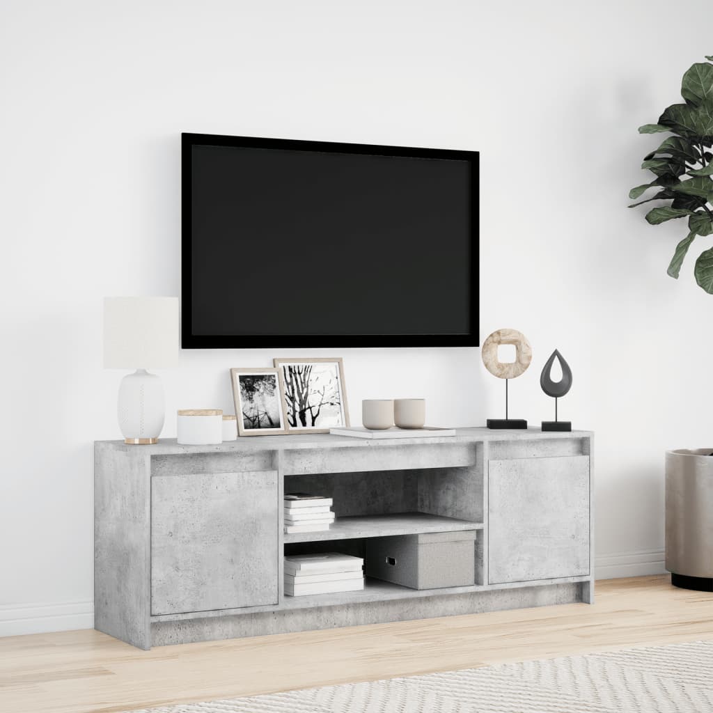 vidaXL Mueble de TV LED madera ingeniería gris hormigón 139,5x34x50 cm - Image 4