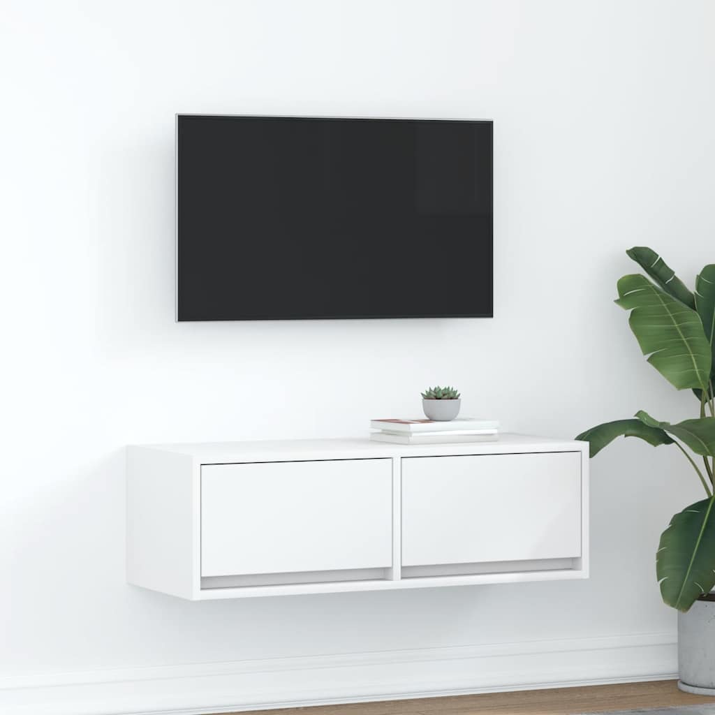 vidaXL Mueble de TV de madera de ingeniería blanco 80x31x25,5 cm