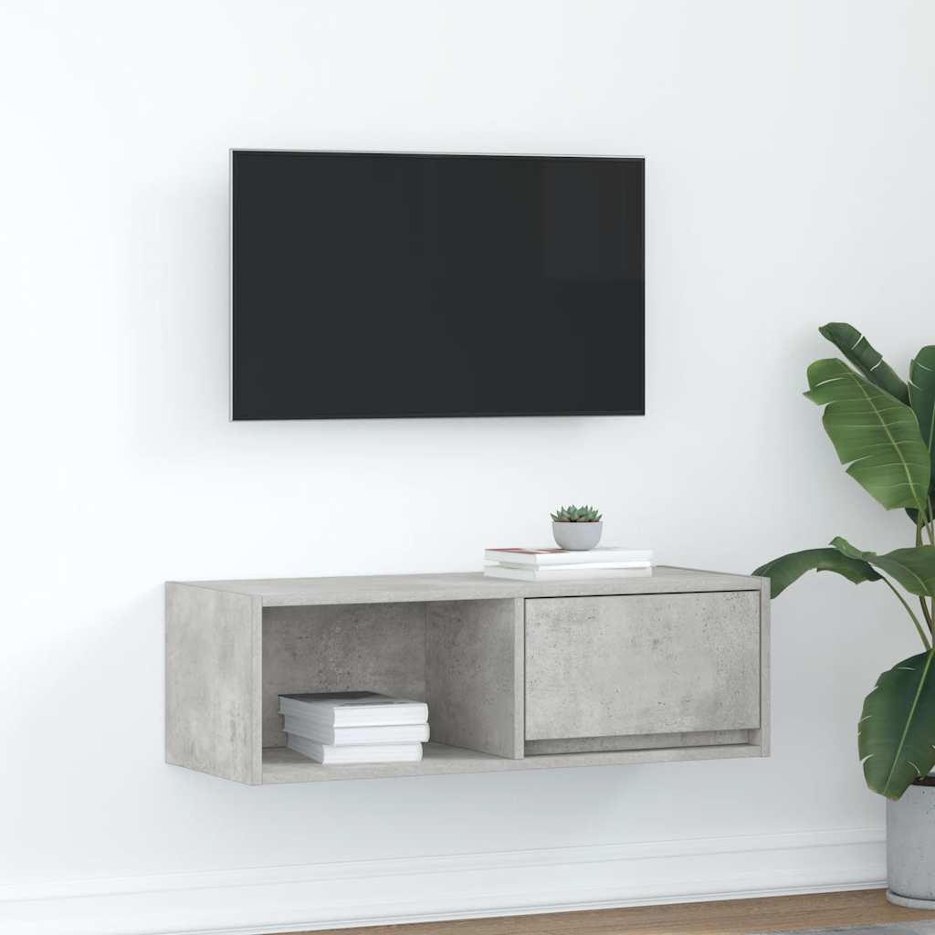 vidaXL Mueble de TV de madera de ingeniería gris hormigón 80x31x25,5cm