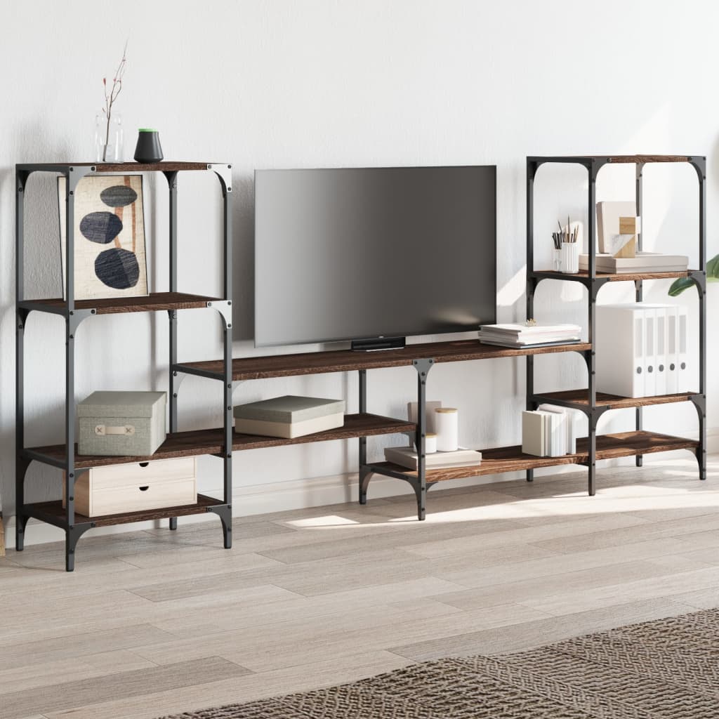 vidaXL Mueble de TV madera de ingeniería marrón roble 206,5x28,5x95 cm - Image 3