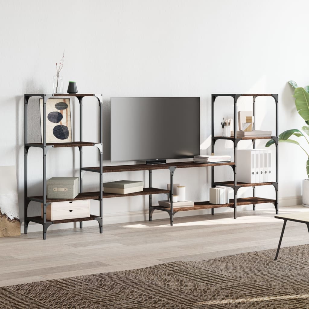 vidaXL Mueble de TV madera de ingeniería marrón roble 206,5x28,5x95 cm - Image 4