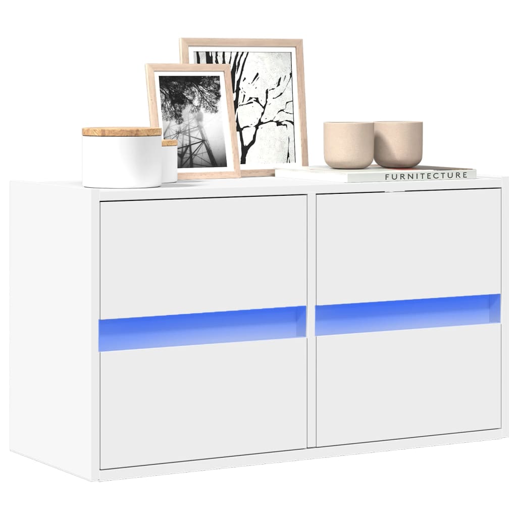 vidaXL Mueble de TV de pared con luces LED blanco 80x31x45 cm