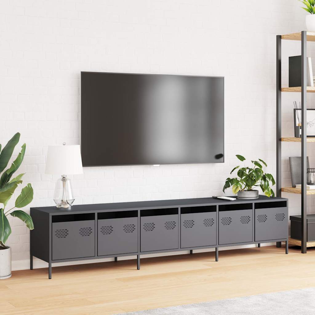 vidaXL Mueble de TV acero laminado en frío antracita 202x39x43,5 cm - Image 3