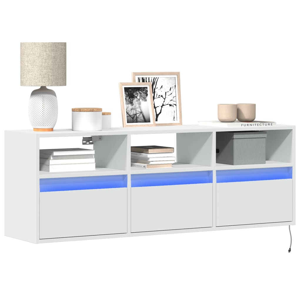 vidaXL Mueble de TV de pared con luces LED blanco 130x31x45 cm