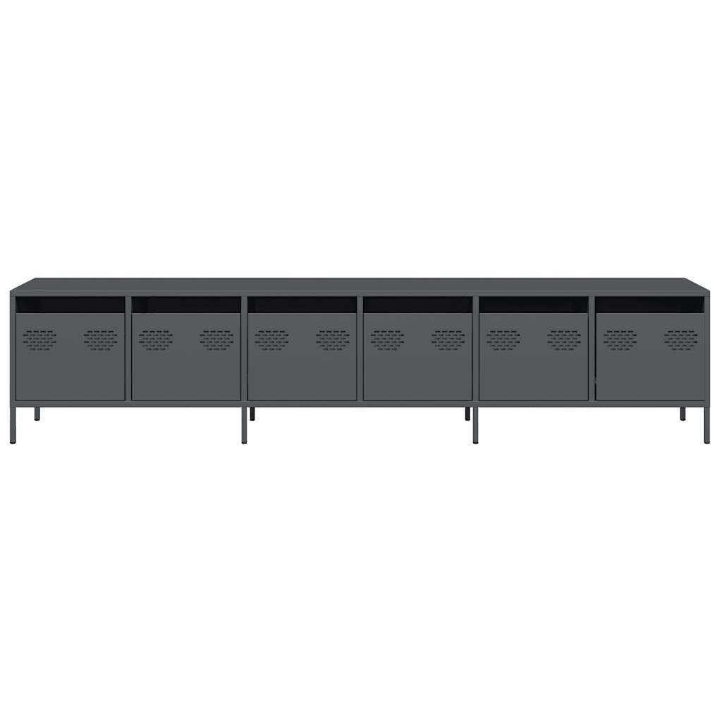 vidaXL Mueble de TV acero laminado en frío antracita 202x39x43,5 cm - Image 5