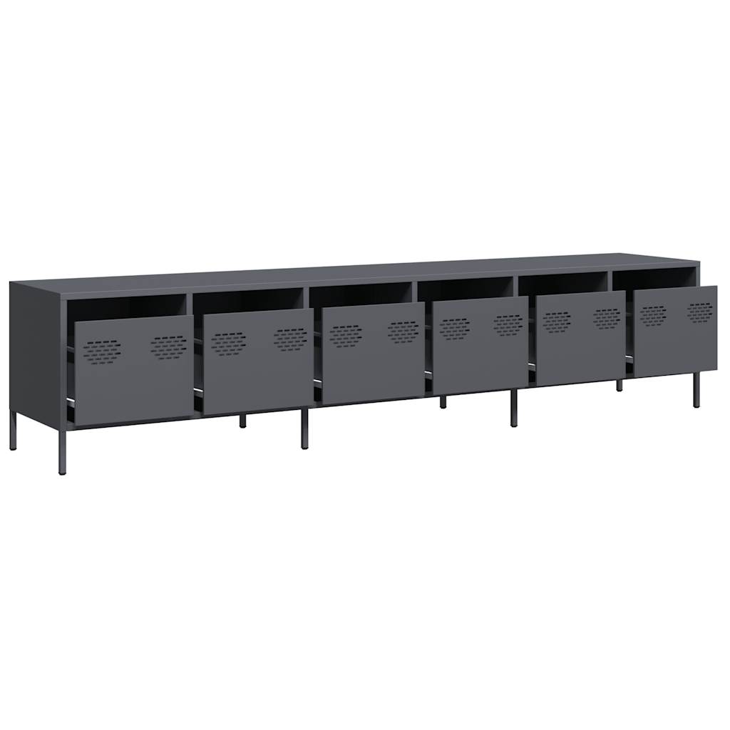 vidaXL Mueble de TV acero laminado en frío antracita 202x39x43,5 cm - Image 4