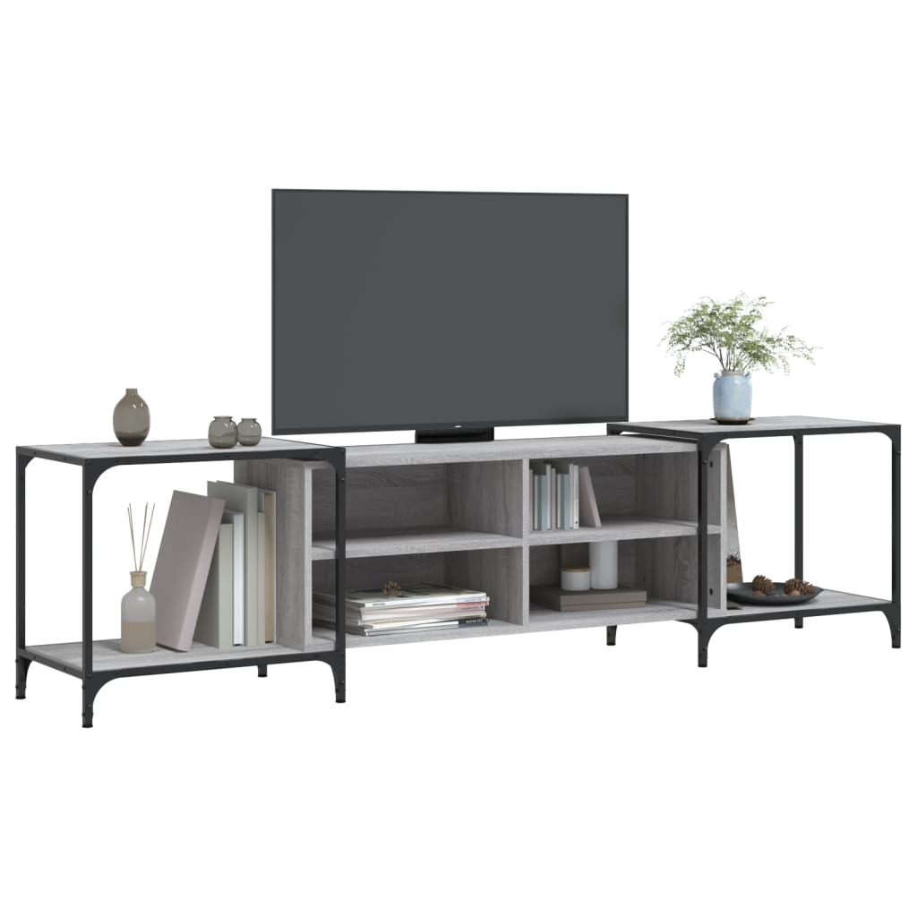 vidaXL Mueble de TV madera de ingeniería gris Sonoma 203x37x50 cm - Image 3