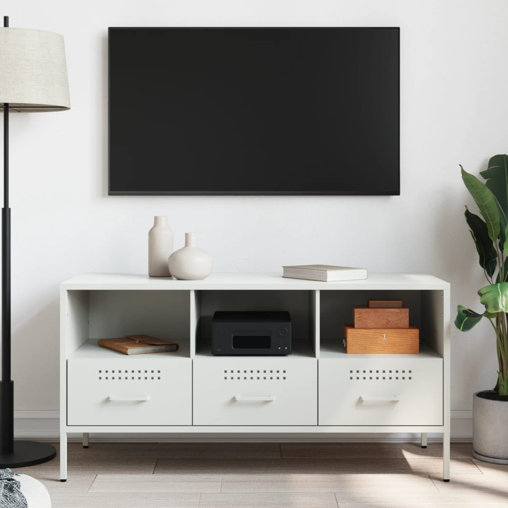 vidaXL Mueble para TV acero blanco 100,5x39x50,5 cm - Image 3